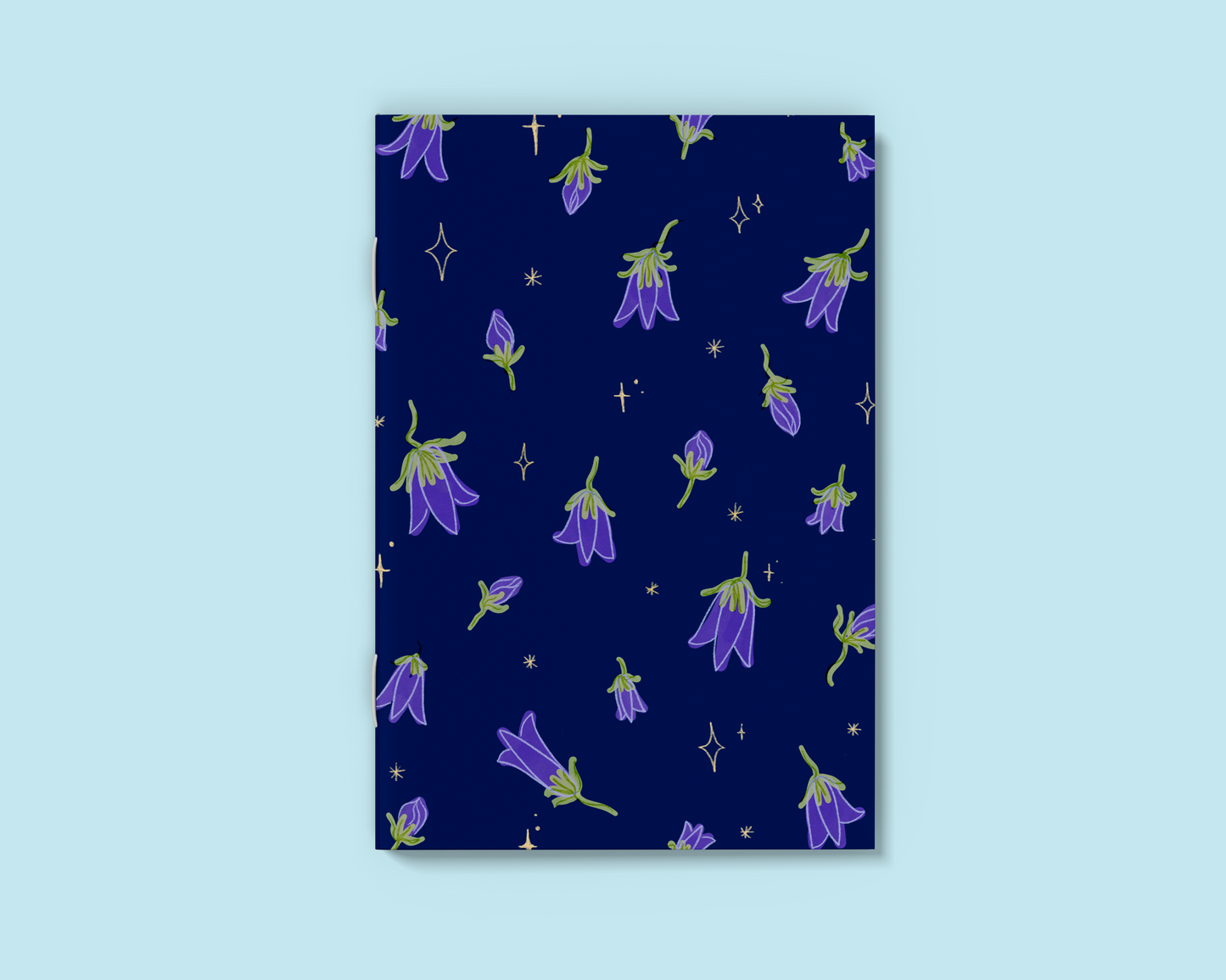 Bluebells A6 notebook with a soft botanical design. Blank inside for writing, doodles, or creative ideas